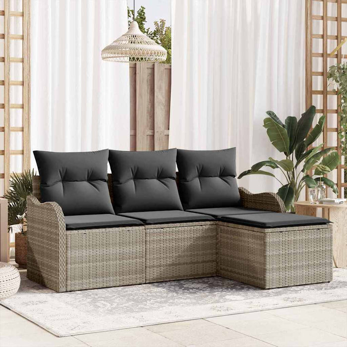 Set de canapele pentru grădină 4 pcs Gri deschis Rattan poli - WALTI WALTI