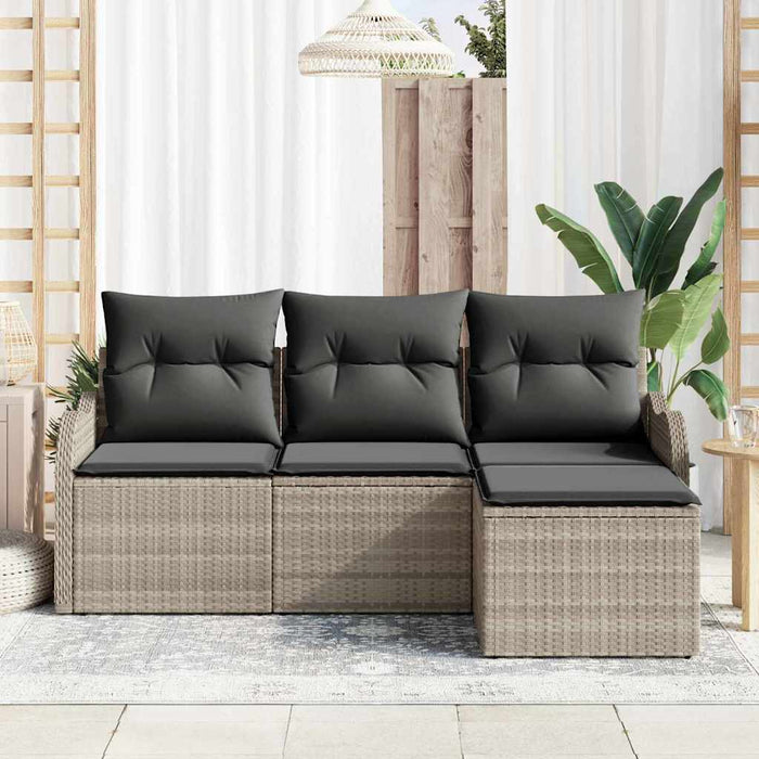 Set de canapele pentru grădină 4 pcs Gri deschis Rattan poli - WALTI WALTI