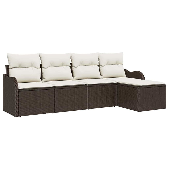 Set de canapele pentru grădină cu pernă 5 pcs Maro Rattan poli - WALTI WALTI