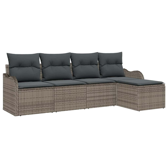 Set de canapele pentru grădină cu pernă 5 pcs Gri Rattan poli - WALTI WALTI