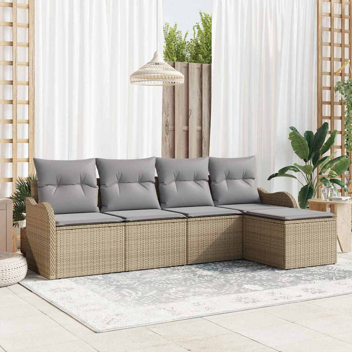 Set de canapele pentru grădină cu pernă 5 pcs Bej Rattan poli - WALTI WALTI