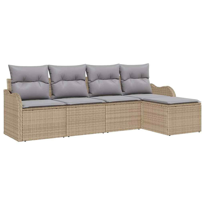 Set de canapele pentru grădină cu pernă 5 pcs Bej Rattan poli - WALTI WALTI