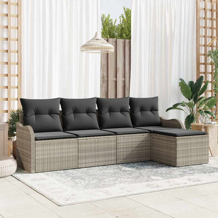 Set de canapele pentru grădină 5 pcs Gri deschis Rattan poli - WALTI WALTI