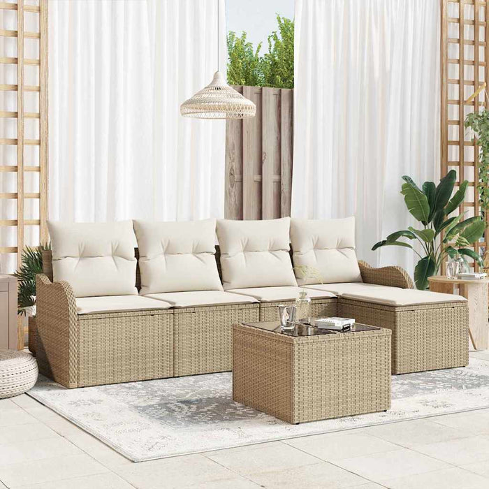 Set de canapele pentru grădină cu pernă 6 pcs Maro Rattan poli - WALTI WALTI