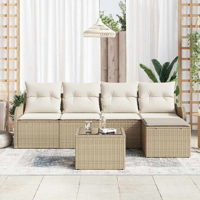 Set de canapele pentru grădină cu pernă 6 pcs Maro Rattan poli - WALTI WALTI