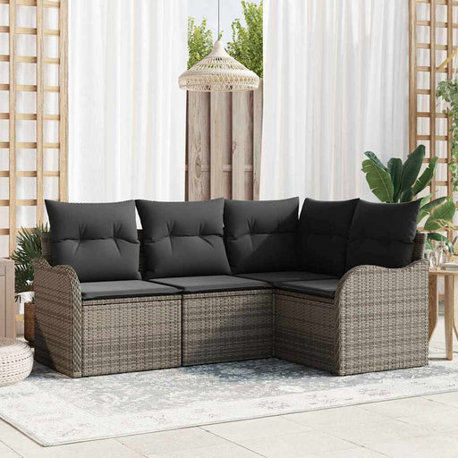Set de canapele pentru grădină 4 pcs Gri poliratan - WALTI WALTI
