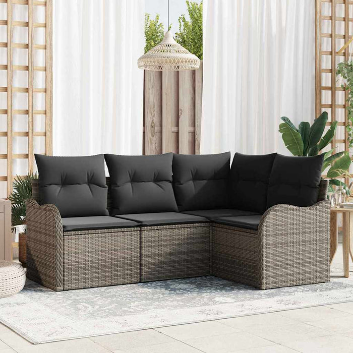 Set de canapele pentru grădină 4 pcs Gri poliratan - WALTI WALTI