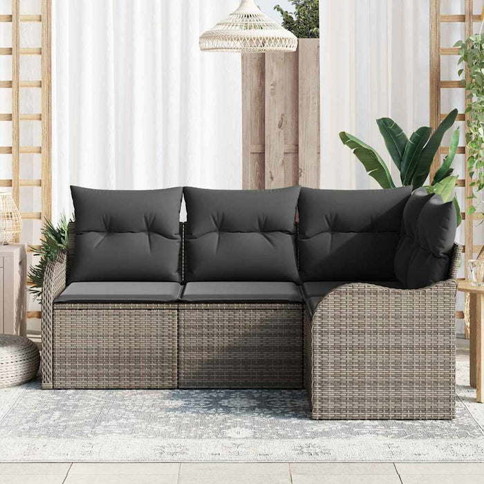 Set de canapele pentru grădină 4 pcs Gri poliratan - WALTI WALTI
