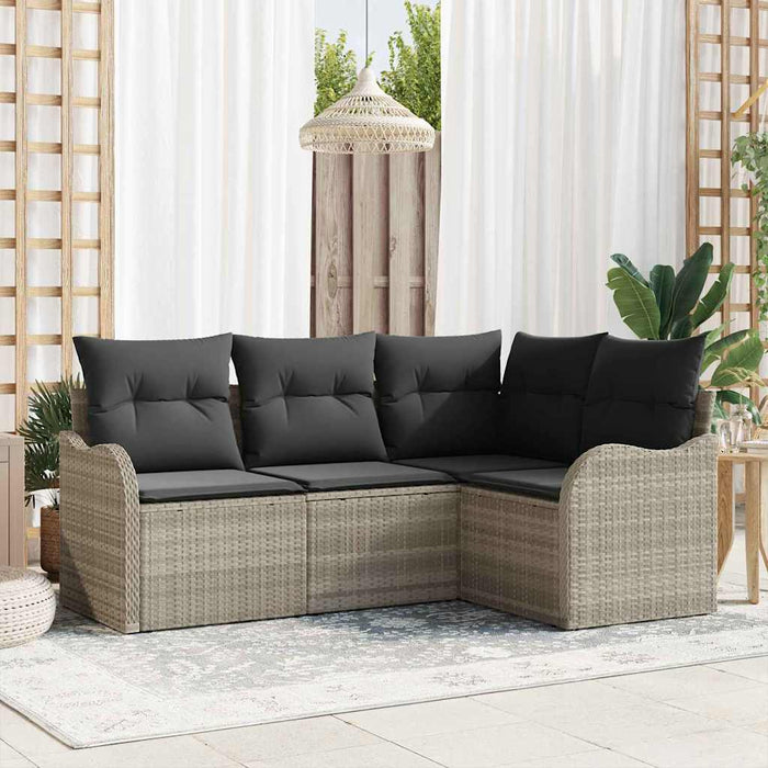 Set de canapele pentru grădină 4 pcs Gri deschis Rattan poli - WALTI WALTI