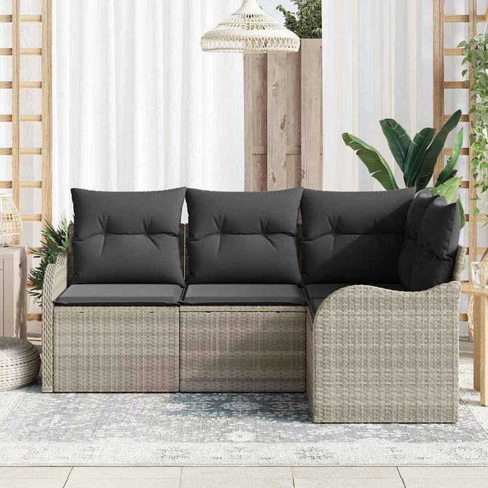 Set de canapele pentru grădină 4 pcs Gri deschis Rattan poli - WALTI WALTI
