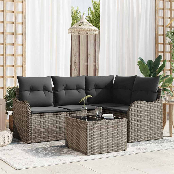 Set de canapele pentru grădină 5 pcs Negru poliratan - WALTI WALTI