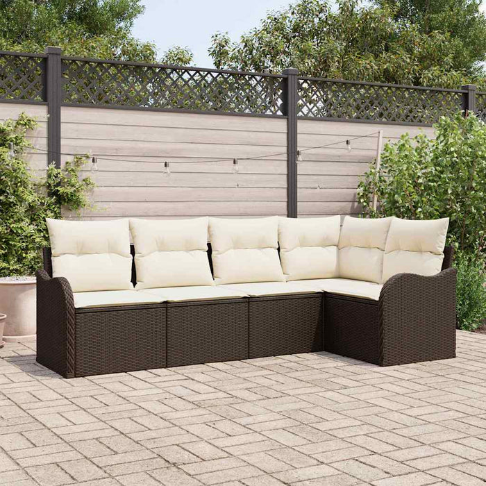 Set de canapele pentru grădină cu pernă 5 pcs Maro Rattan poli - WALTI WALTI