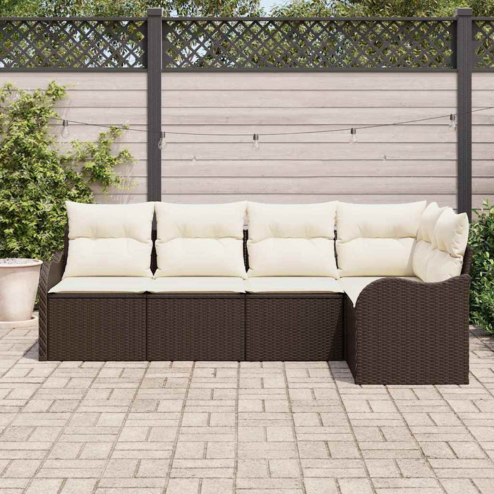 Set de canapele pentru grădină cu pernă 5 pcs Maro Rattan poli - WALTI WALTI
