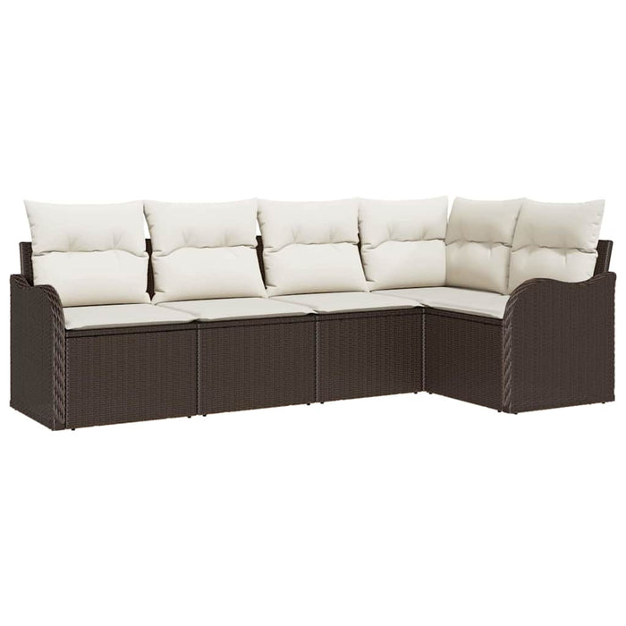 Set de canapele pentru grădină cu pernă 5 pcs Maro Rattan poli - WALTI WALTI