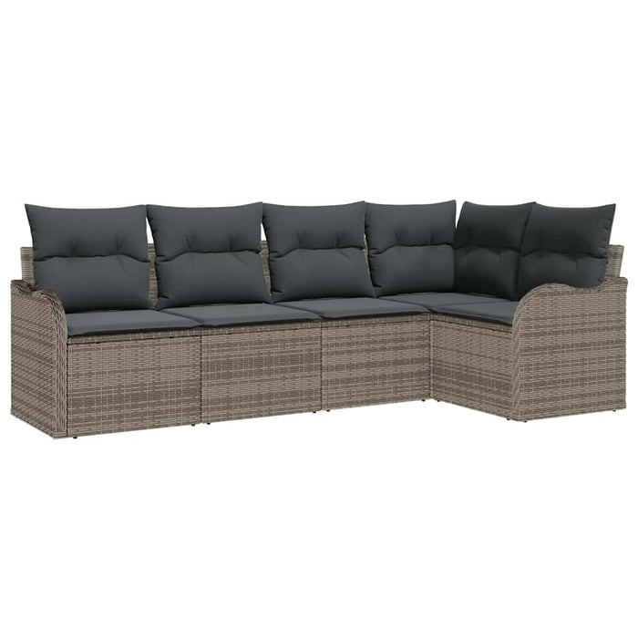Set de canapele pentru grădină cu pernă 5 pcs Gri Rattan poli - WALTI WALTI