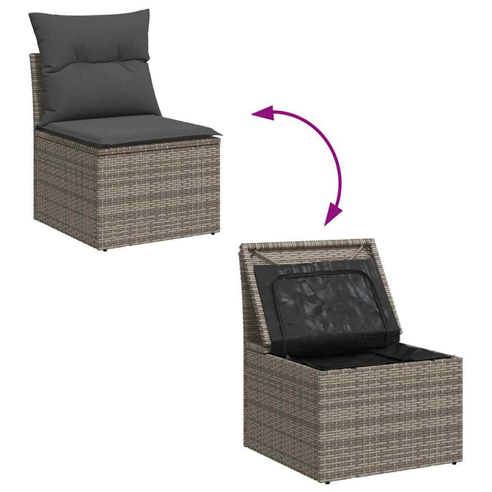 Set de canapele pentru grădină cu pernă 5 pcs Gri Rattan poli - WALTI WALTI
