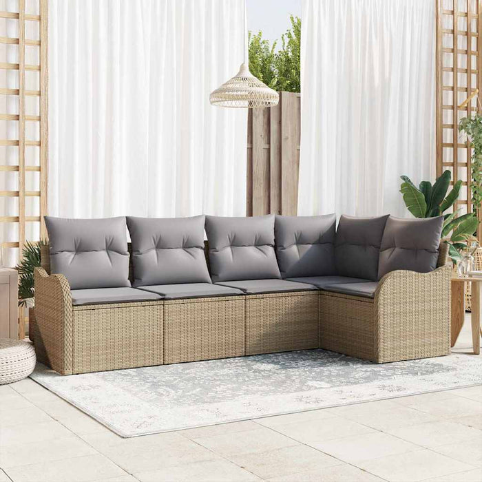 Set de canapele pentru grădină cu pernă 5 pcs Bej Rattan poli - WALTI WALTI