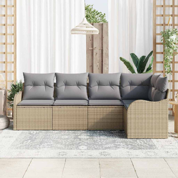Set de canapele pentru grădină cu pernă 5 pcs Bej Rattan poli - WALTI WALTI