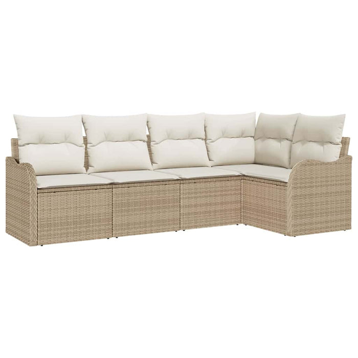 Set de canapele pentru grădină cu pernă 5 pcs Bej Rattan poli - WALTI WALTI
