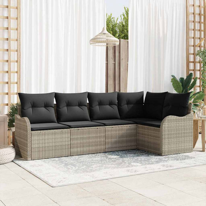 Set de canapele pentru grădină 5 pcs Gri deschis Rattan poli - WALTI WALTI