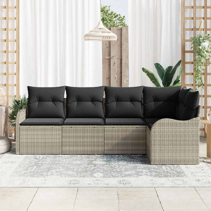 Set de canapele pentru grădină 5 pcs Gri deschis Rattan poli - WALTI WALTI