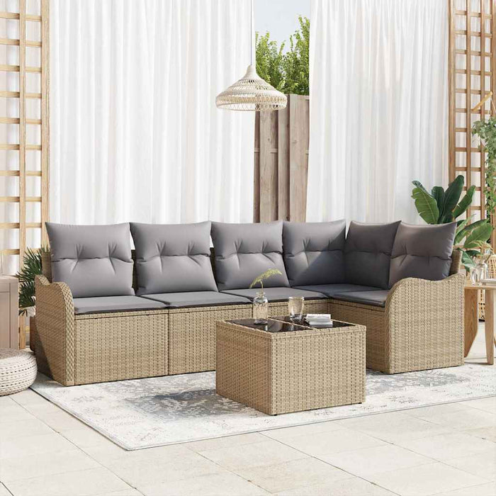 Set de canapele pentru grădină cu pernă 6 pcs Negru Rattan poli - WALTI WALTI