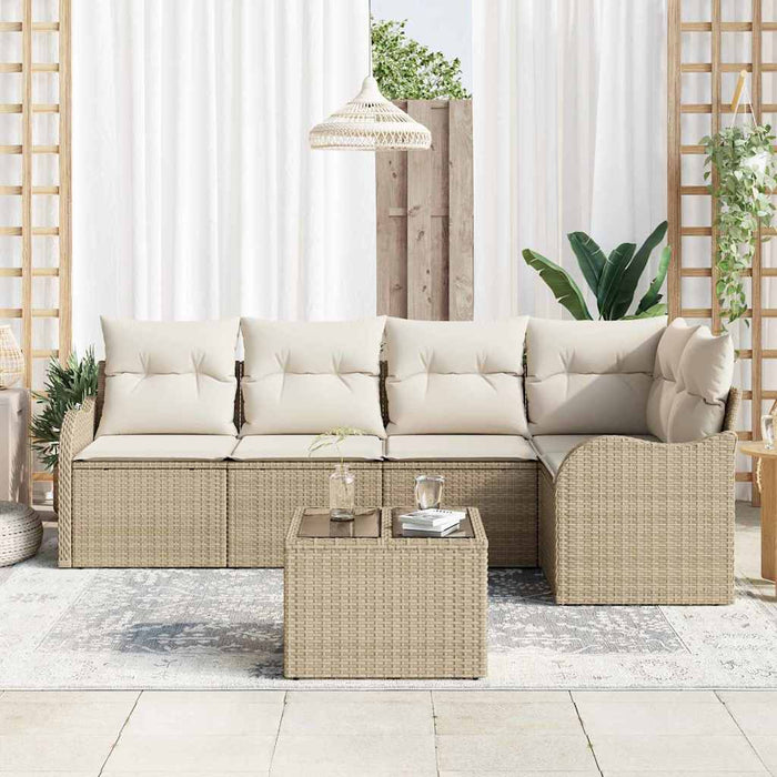 Set de canapele pentru grădină cu pernă 6 pcs Maro Rattan poli - WALTI WALTI