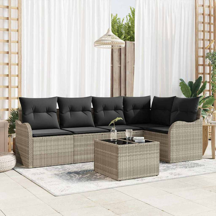 Set de canapele pentru grădină cu pernă 6 pcs Gri Rattan poli - WALTI WALTI