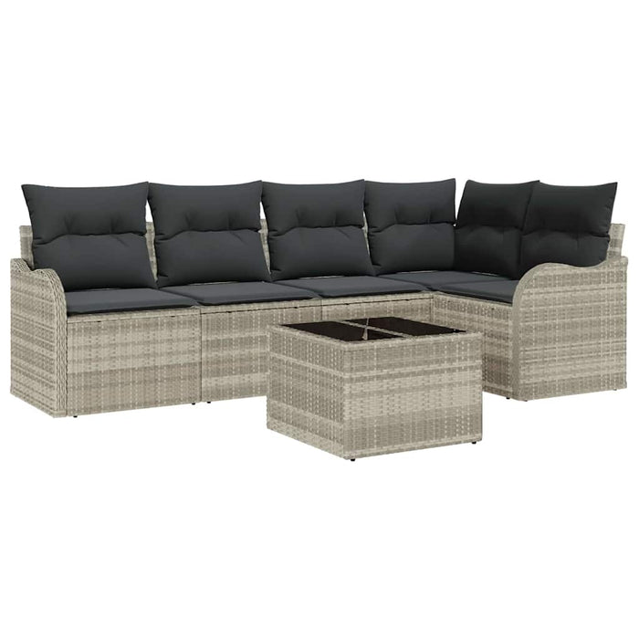 Set de canapele pentru grădină cu pernă 6 pcs Gri Rattan poli - WALTI WALTI