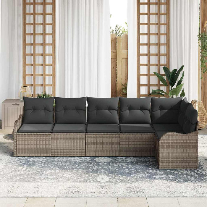 Set de canapele pentru grădină cu pernă 6 pcs Gri Rattan poli - WALTI WALTI