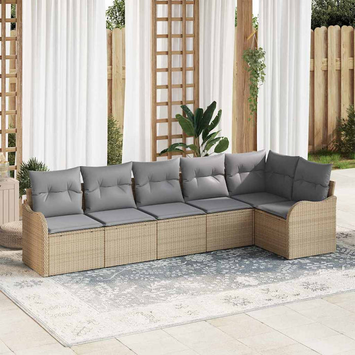 Set de canapele pentru grădină cu pernă 6 pcs Bej Rattan poli - WALTI WALTI