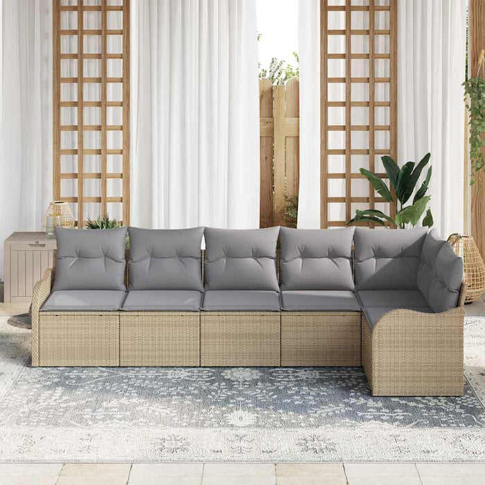 Set de canapele pentru grădină cu pernă 6 pcs Bej Rattan poli - WALTI WALTI