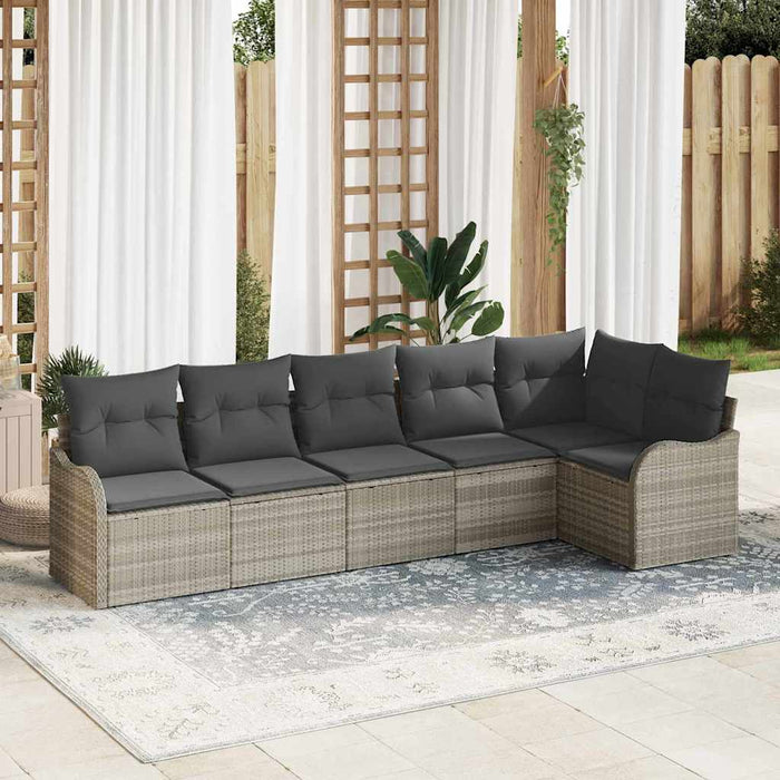 Set de canapele pentru grădină 6 pcs Gri deschis Rattan poli - WALTI WALTI