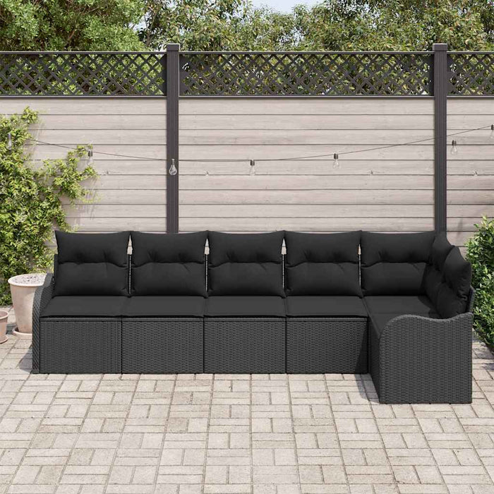 Set de canapele pentru grădină cu pernă 6 pcs Negru Rattan poli - WALTI WALTI