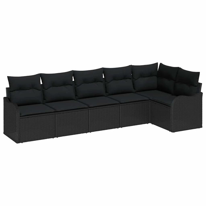 Set de canapele pentru grădină cu pernă 6 pcs Negru Rattan poli - WALTI WALTI
