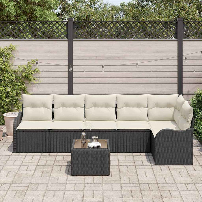 Set de canapele pentru grădină cu pernă 7 pcs Maro Rattan poli - WALTI WALTI