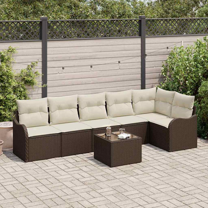 Set de canapele pentru grădină cu pernă 7 pcs Gri Rattan poli - WALTI WALTI