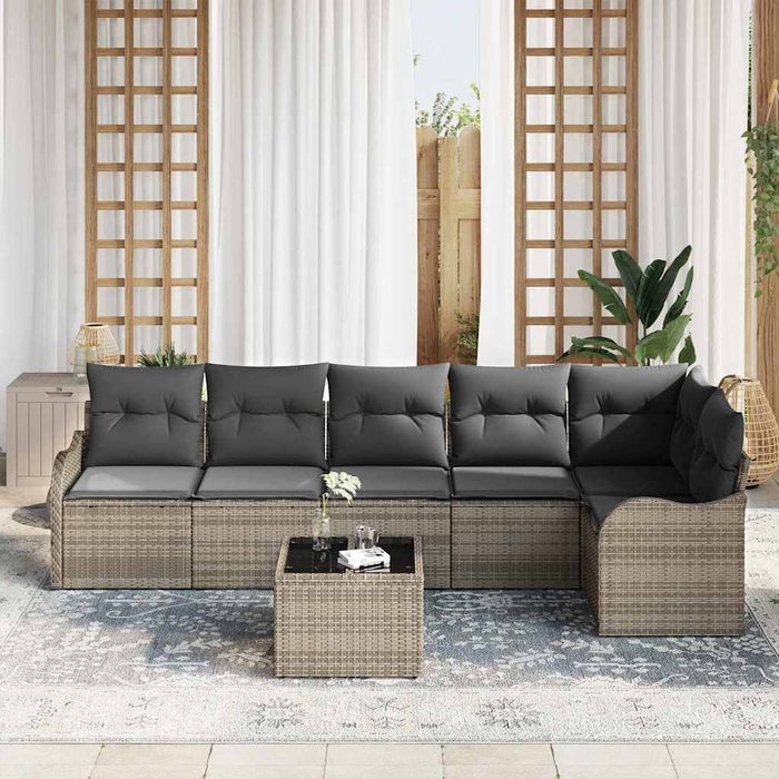 Set de canapele pentru grădină cu pernă 7 pcs Negru Rattan poli - WALTI WALTI
