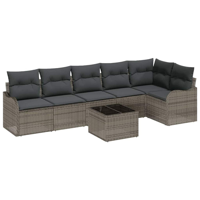Set de canapele pentru grădină cu pernă 7 pcs Negru Rattan poli - WALTI WALTI
