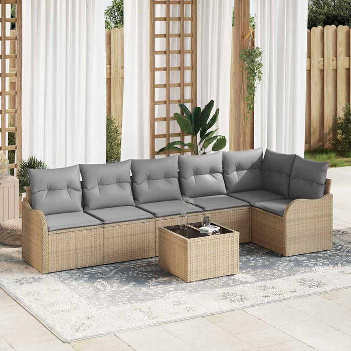 Set de canapele pentru grădină cu pernă 7 pcs Negru Rattan poli - WALTI WALTI