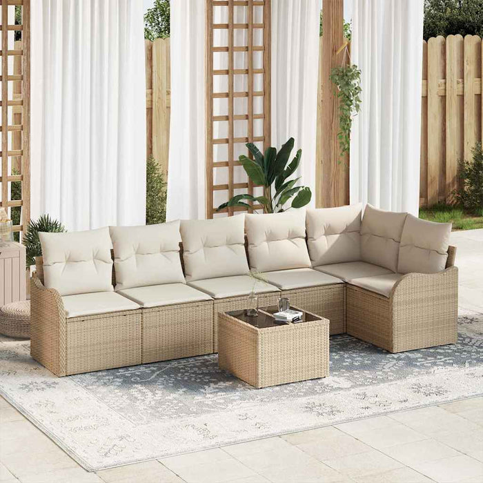 Set de canapele pentru grădină cu pernă 7 pcs Maro Rattan poli - WALTI WALTI