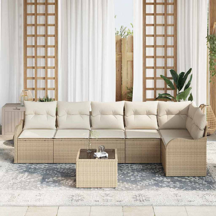 Set de canapele pentru grădină cu pernă 7 pcs Maro Rattan poli - WALTI WALTI