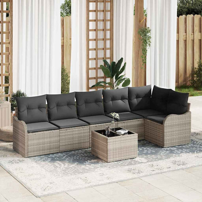 Set de canapele pentru grădină cu pernă 7 pcs Gri Rattan poli - WALTI WALTI
