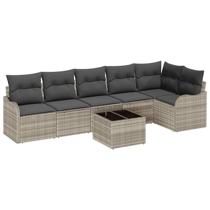 Set de canapele pentru grădină cu pernă 7 pcs Gri Rattan poli - WALTI WALTI