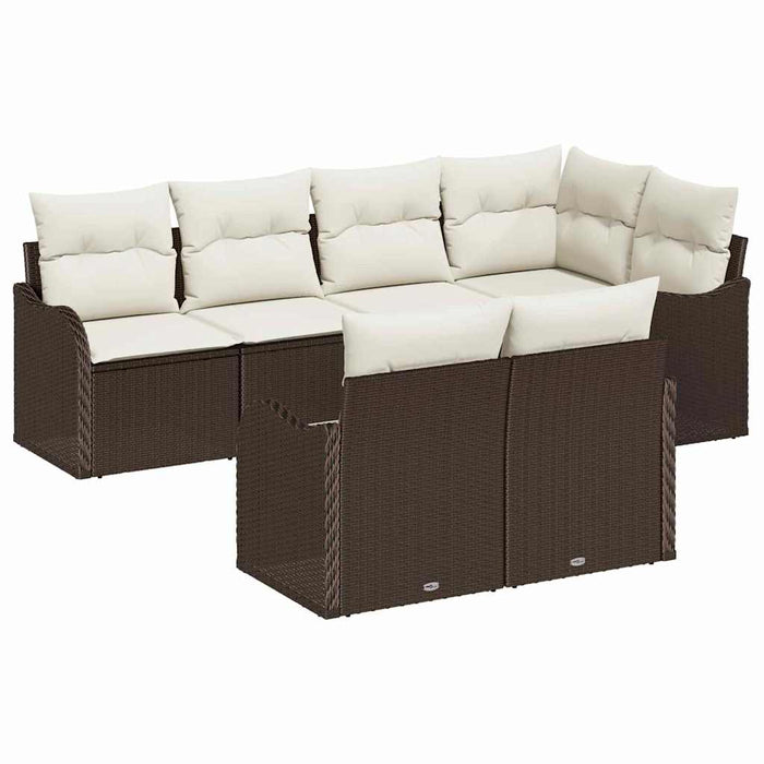 Set de canapele pentru grădină cu pernă 7 pcs Maro Rattan poli - WALTI WALTI