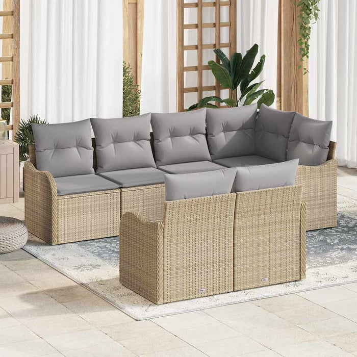 Set de canapele pentru grădină cu pernă 7 pcs Bej Rattan poli - WALTI WALTI