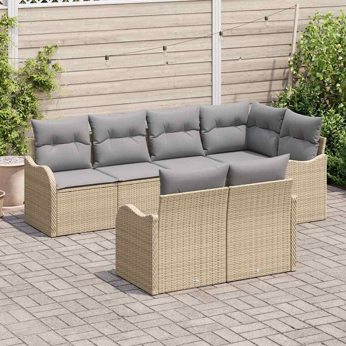 Set de canapele pentru grădină cu pernă 7 pcs Bej Rattan poli - WALTI WALTI