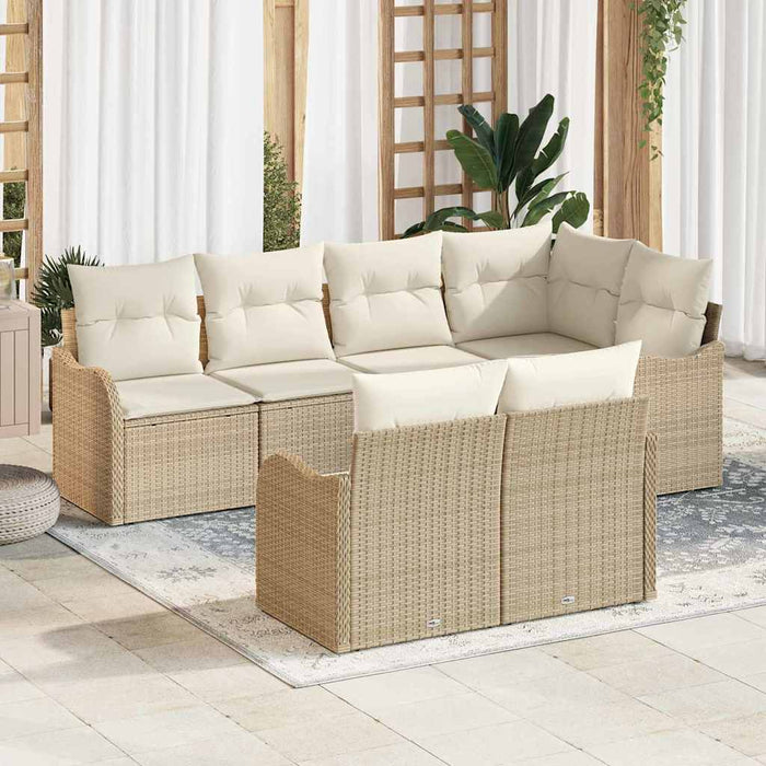 Set de canapele pentru grădină cu pernă 7 pcs Bej Rattan poli - WALTI WALTI