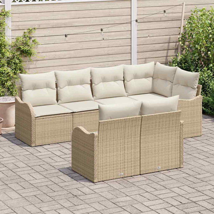 Set de canapele pentru grădină cu pernă 7 pcs Bej Rattan poli - WALTI WALTI