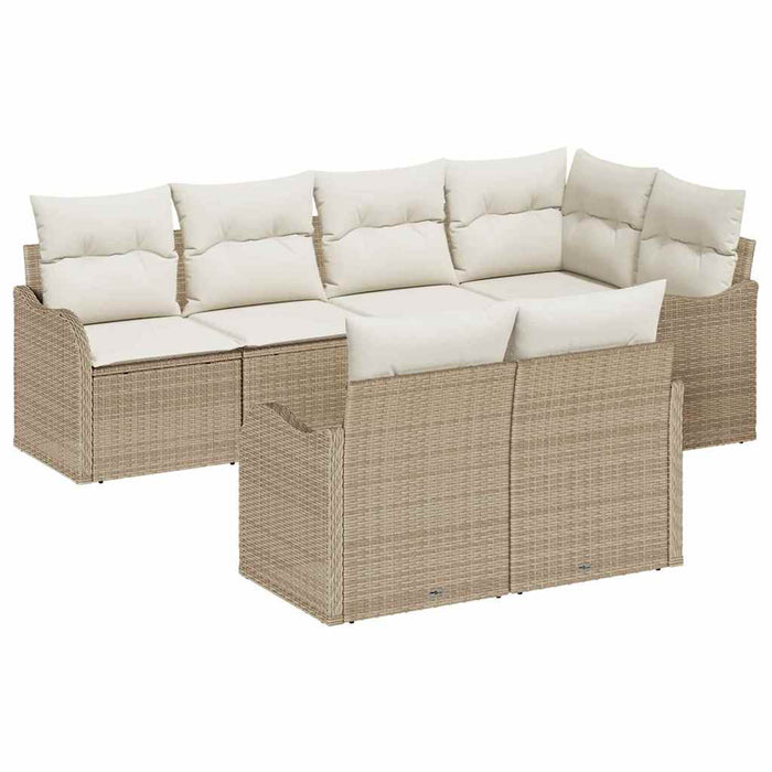 Set de canapele pentru grădină cu pernă 7 pcs Bej Rattan poli - WALTI WALTI